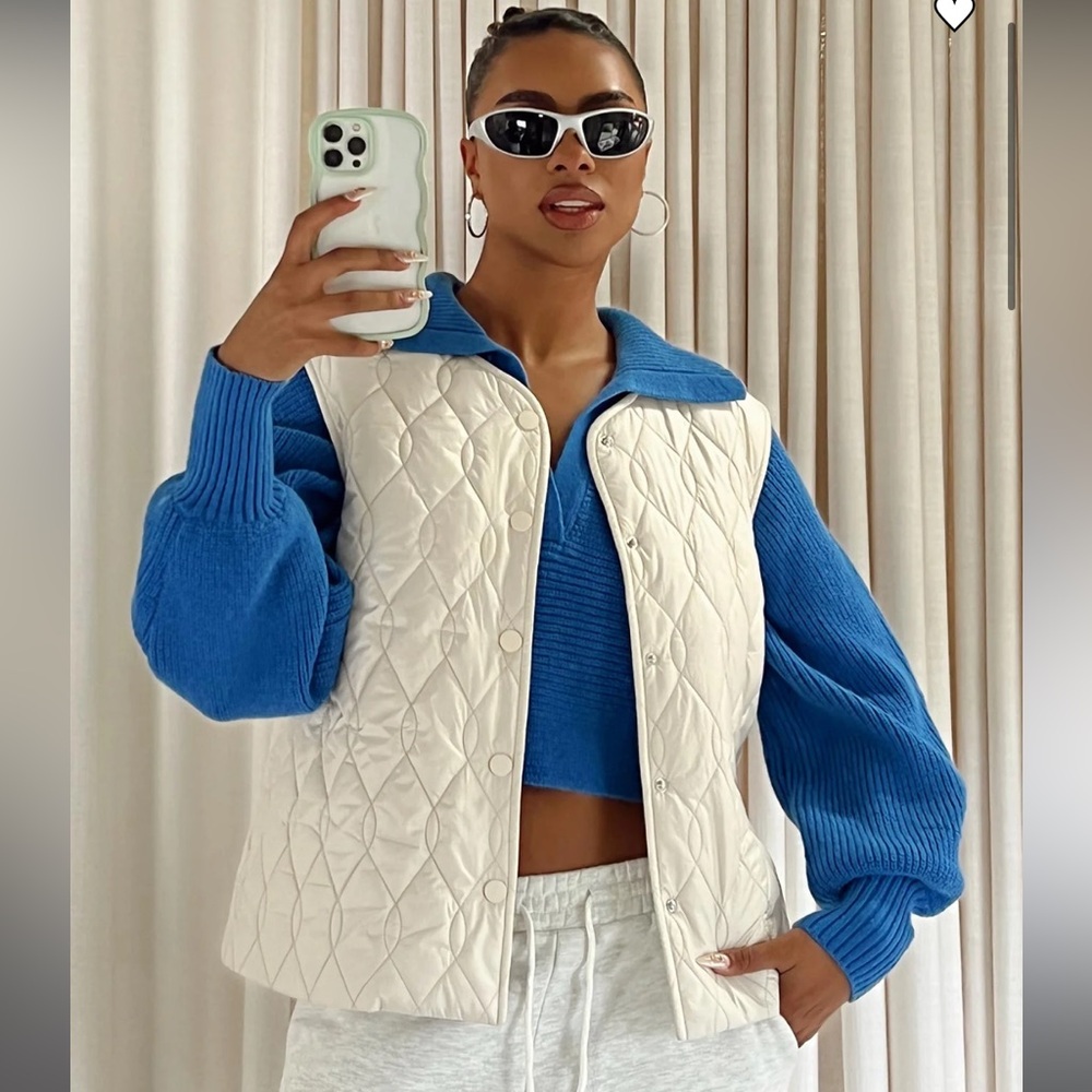 Princess Polly Cream Quilted Vest